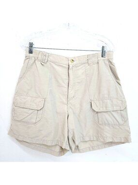 VTG Columbia Beige Nylon Cotton Cargo Hiking Outdoor Shorts Women Size 14